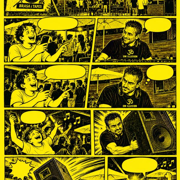Pàgina de còmic d'una nit de DJ al Clàssic Bar de Seva